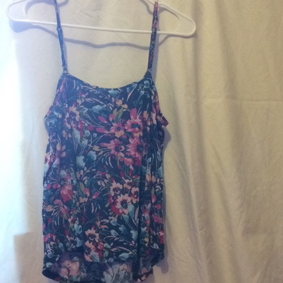 LC Floral spaghetti strapped tank top. - Picture 3 of 4